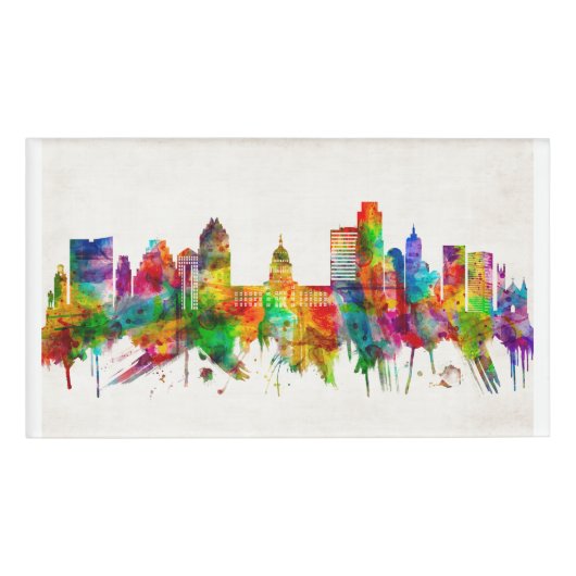 Austin Texas Skyline Naambadge (Voorkant)