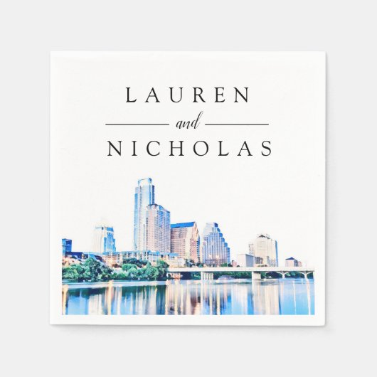 Austin Texas Skyline Personalized Wedding Napkins Servet (Voorkant)