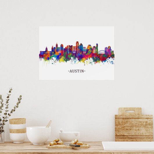 Austin Texas Skyline Poster (Keuken)