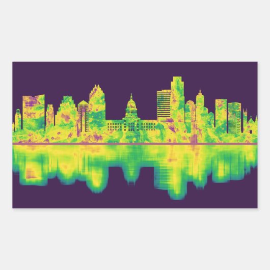 Austin Texas Skyline Rechthoekige Sticker (Voorkant)
