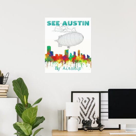 Austin Texas Skyline-SG Poster (Thuiskantoor)