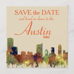 Austin Texas Skyline SG-Safari Buff Save The Date