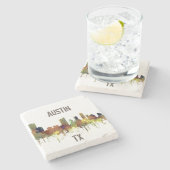 Austin Texas Skyline SG-Safari Buff Stenen Onderzetter (Zijkant)