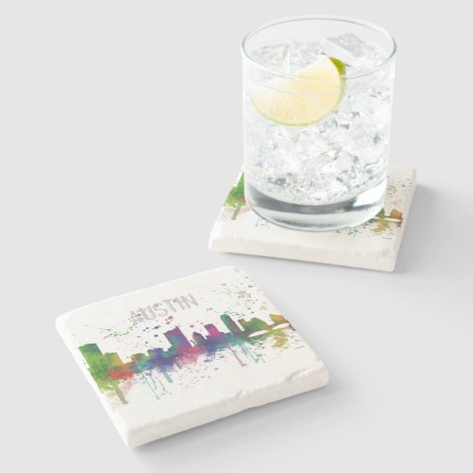 AUSTIN TEXAS SKYLINE STENEN ONDERZETTER (Zijkant)