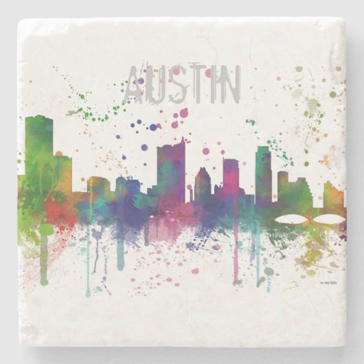 AUSTIN TEXAS SKYLINE STENEN ONDERZETTER (Voorkant)