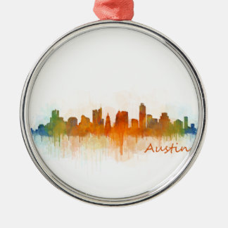 Austin Texas skyline Watercolor v3 Metalen Ornament