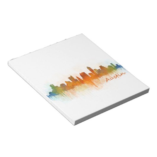 Austin Texas skyline Watercolor v3 Notitieblok (Schuin)