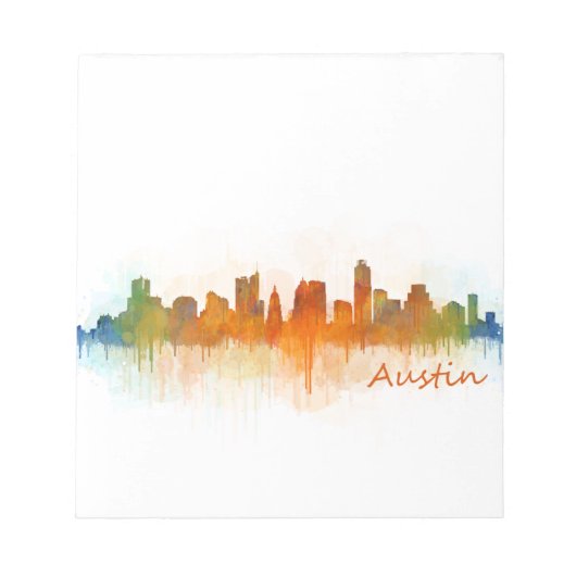 Austin Texas skyline Watercolor v3 Notitieblok (Voorkant)