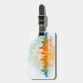 Austin Texas skyline watercolor v4 Bagagelabel (Voorkant verticaal)
