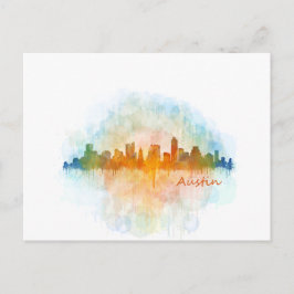 Austin Texas skyline watercolor v4 Briefkaart