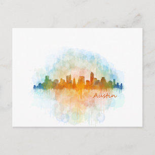 Austin Texas skyline watercolor v4 Briefkaart