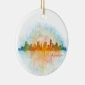 Austin Texas skyline watercolor v4 Keramisch Ornament (Rechts)