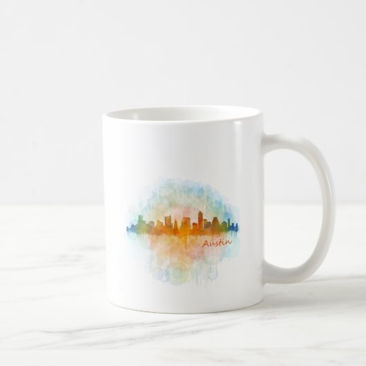 Austin Texas skyline watercolor v4 Koffiemok (Rechts)