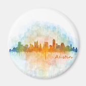 Austin Texas skyline watercolor v4 Magneet (Voorkant)