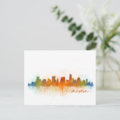 Austin Texas skyline Waterverf v3 Briefkaart (Staand voorkant)