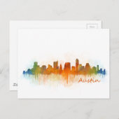 Austin Texas skyline Waterverf v3 Briefkaart (Voorkant / Achterkant)