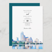 Austin Texas Skyline Wedding Invitation Kaart (Voorkant / Achterkant)