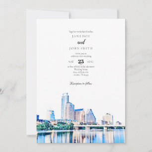 Austin Texas Skyline Wedding Invitation Kaart