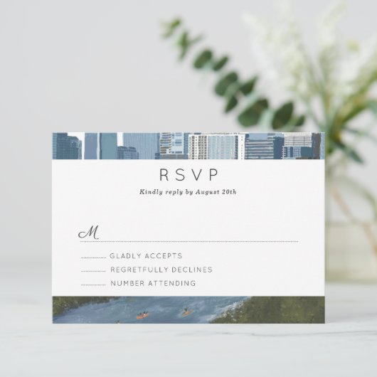 Austin Texas Skyline Wedding RSVP (Staand voorkant)