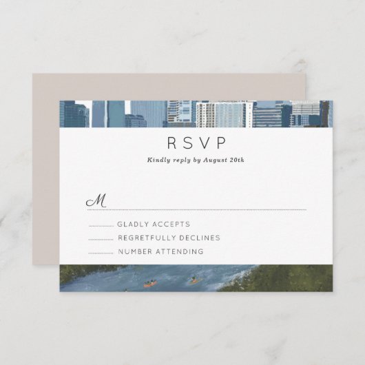 Austin Texas Skyline Wedding RSVP (Voorkant / Achterkant)