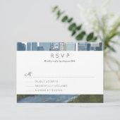 Austin Texas Skyline Wedding RSVP Kaartje (Staand voorkant)