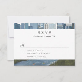 Austin Texas Skyline Wedding RSVP Kaartje
