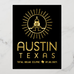 Austin Texas Solar Eclipse Folie Feestdagen Briefkaart