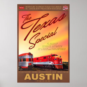 Austin Texas Special Retro Trein Poster MKT Katy