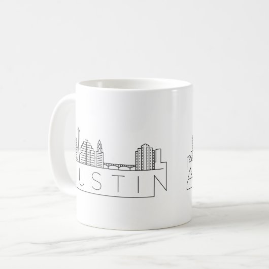 Austin, Texas | Stad gestileerde Skyline Koffiemok (Voorkant links)