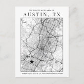 Austin, Texas Stadsplattegrond + Locatie Marker Briefkaart (Voorkant)