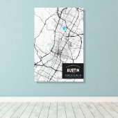 Austin, Texas Stadsplattegrond + Markeer uw locati Canvas Afdruk (Insitu (Houten vloer))