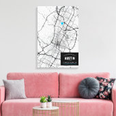 Austin, Texas Stadsplattegrond + Markeer uw locati Canvas Afdruk (Insitu (Woonkamer))