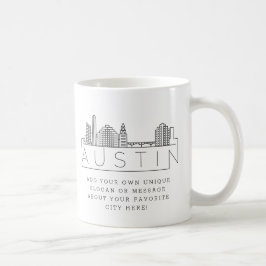Austin, Texas Stylized Skyline | Aangepaste slogan Koffiemok