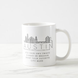 Austin, Texas Stylized Skyline   Aangepaste slogan Koffiemok