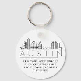Austin, Texas Stylized Skyline | Aangepaste slogan Sleutelhanger