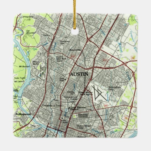 Austin Texas  Topo Keramisch Ornament (Achterkant)