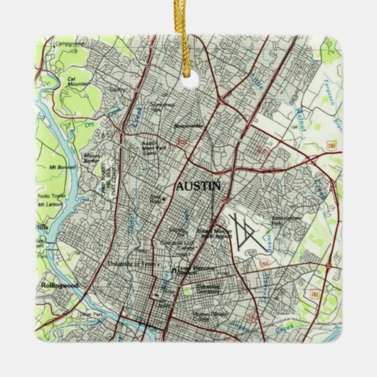Austin Texas Topo Keramisch Ornament (Voorkant)