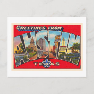 Austin Texas TX  Briefkaart met grote letters