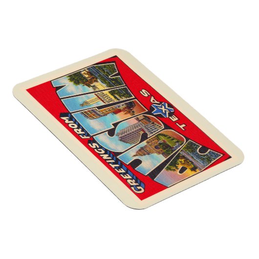 Austin Texas TX  Briefkaart met grote letters Magneet (Rechterzijde)