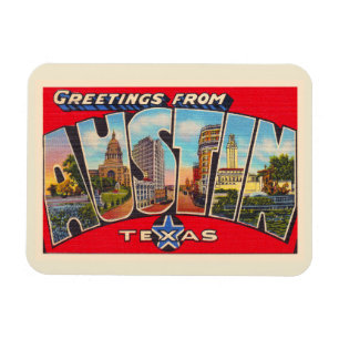 Austin Texas TX  Briefkaart met grote letters Magneet