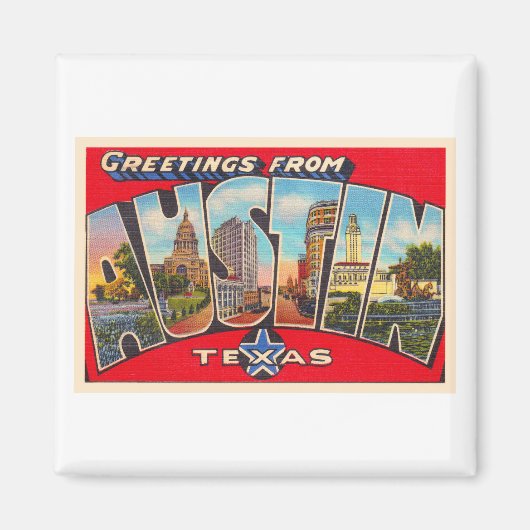 Austin Texas TX  Briefkaart met grote letters Magneet (Voorkant)