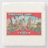 Austin Texas TX  Briefkaart met grote letters Stenen Onderzetter (Voorkant)
