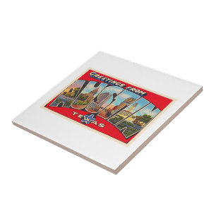 Austin Texas TX  Briefkaart met grote letters Tegeltje