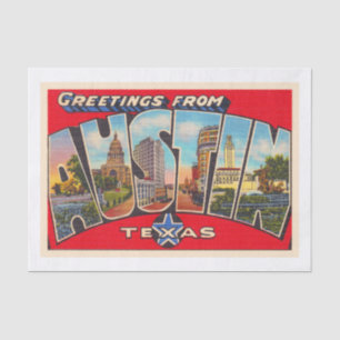 Austin Texas TX  Briefkaart met grote letters Tissuepapier