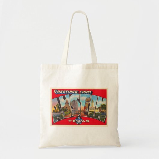 Austin Texas TX  Briefkaart met grote letters Tote Bag (Voorkant)