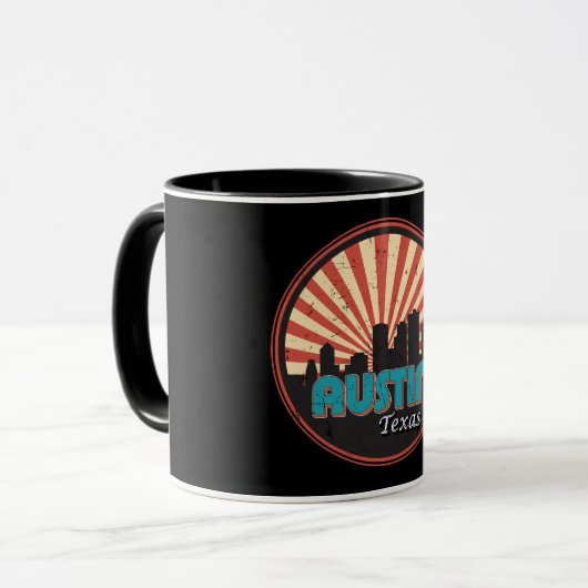 Austin Texas Tx City State Skyline  Retro Mok (Voorkant links)