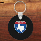 Austin Texas Tx Interstate Highway Vakantie Herinn Sleutelhanger (Voorkant)