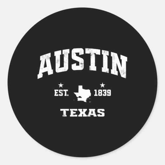 Austin Texas Tx State Throwback Athletic Ronde Sticker (Voorkant)