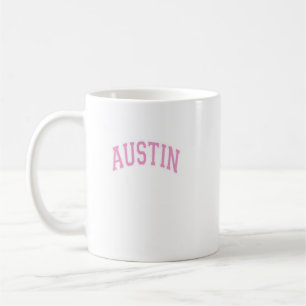 Austin Texas Tx Varsity Style Pink Text Koffiemok