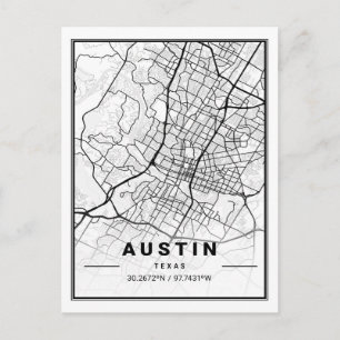 Austin Texas USA Travel City Map Poster Briefkaart